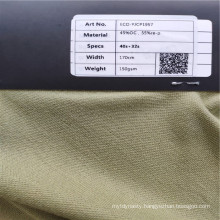 Eco-friendly fabric 45% organic cotton 55% recycle polyester single jersey fabric in 150gsm